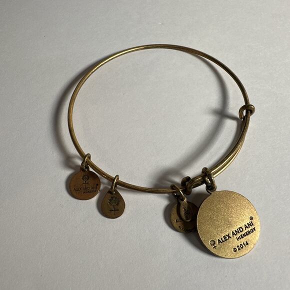 Alex And Ani Gold-Tone Clover Charm Bangle Bracelet - Picture 2 of 2